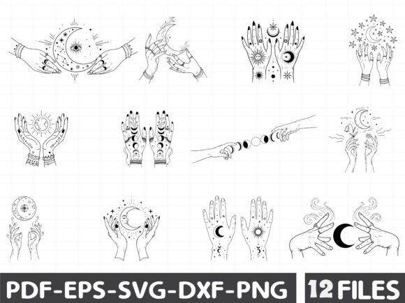 Boho Witch Hands Amd Mystical Moon SVG