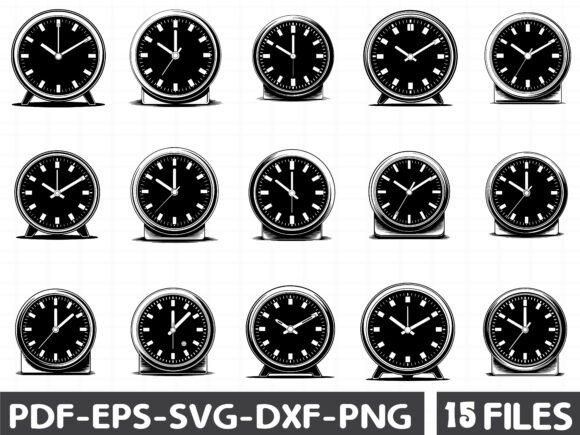 Classic Black Round Analog Clock SVG