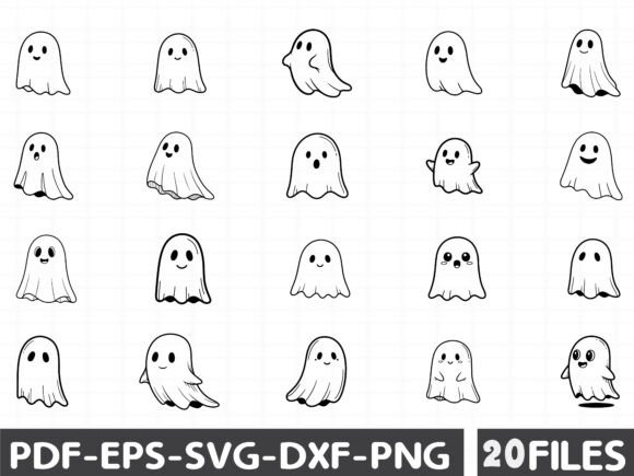 Cute Line Art Doodle Ghost