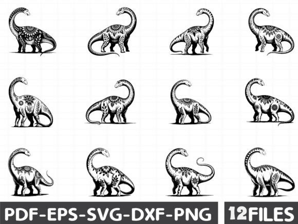 Diplodocus SVG, Mandala Dinosaur SVG