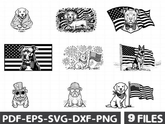 Dog American Flag SVG Bundle