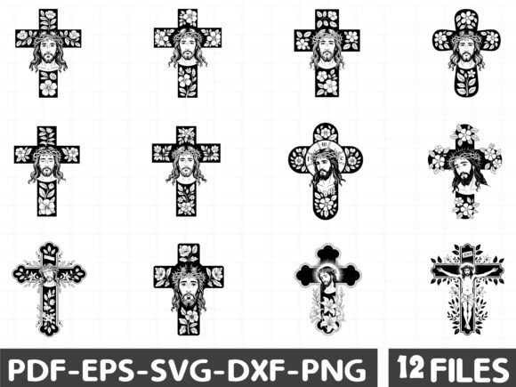 Floral Christian Cross Religious Svg