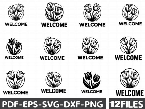 Laser Cut Tulip Welcome Sign SVG Bundle