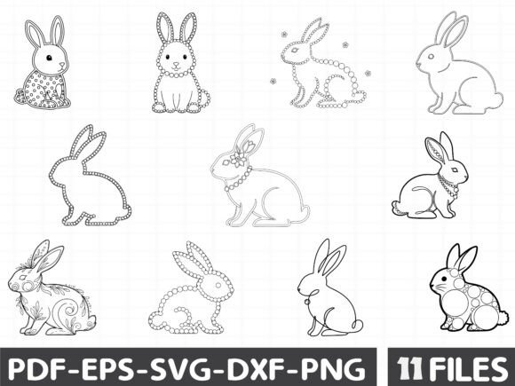 Pearl Bunny SVG, Easter Bunny Outline