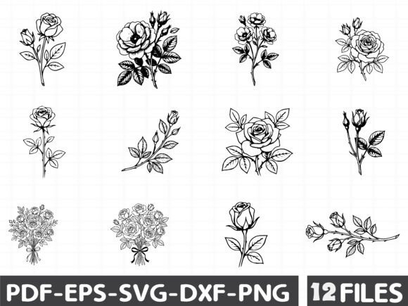 Rose Flower Vector Set