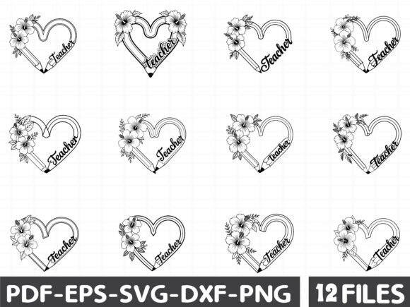 Teacher Svg, Teacher Heart Svg, Floral