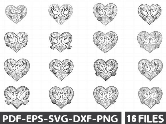 Two Doves Heart SVG Cut File
