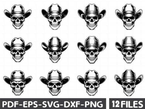 Vintage Cowboy Skull Hat SVG