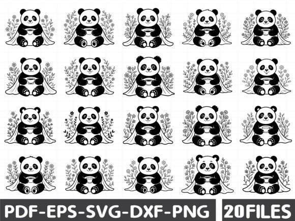 Whimsical Spring Panda Clipart